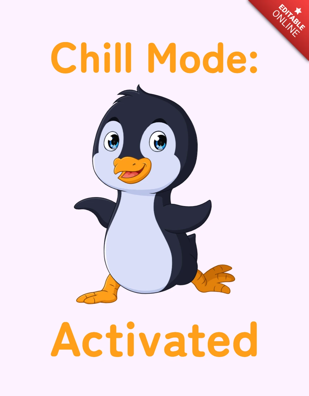 Chill-modus pinguïn ontwerpsjabloon: leuke en speelse stijl