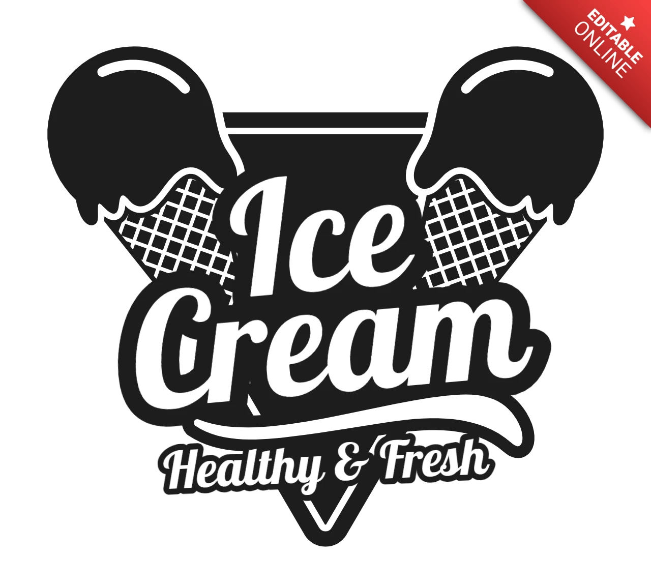 Modèle de logo pour une crème glacée saine et fraîche