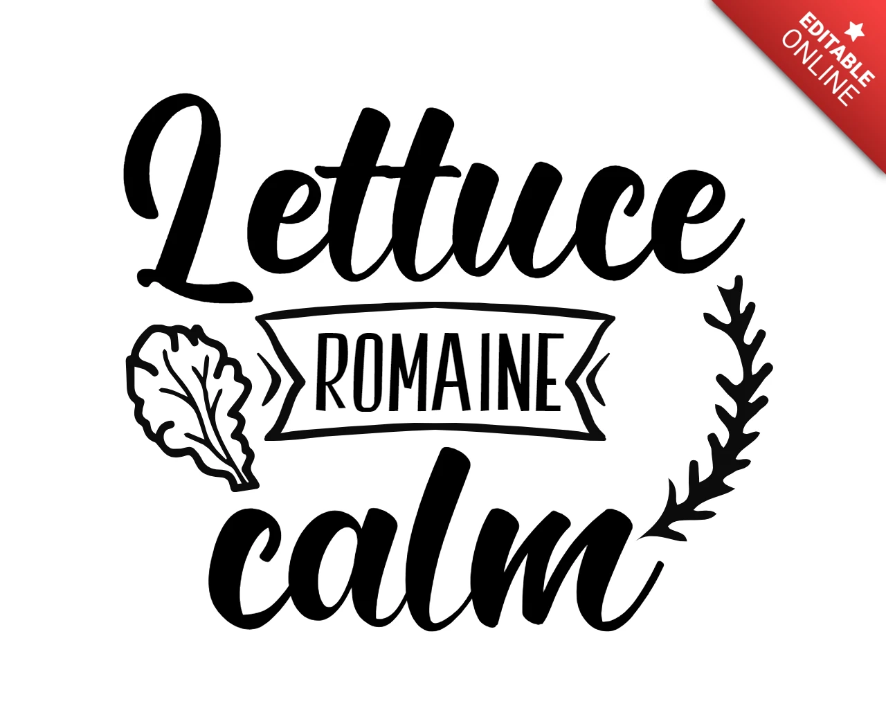 Marul romaine sakin gıda tişört tasarım şablonu