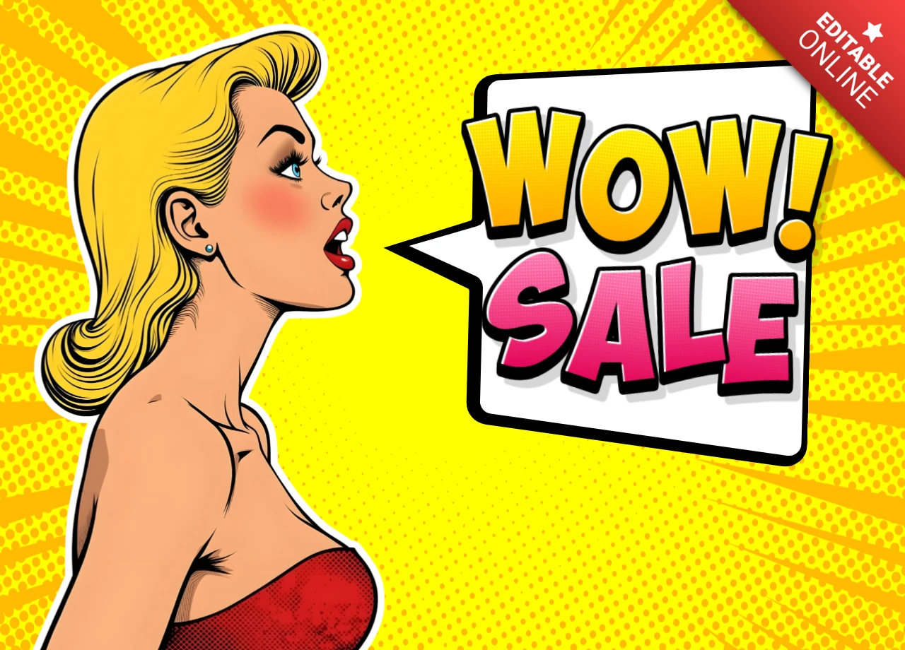 Modèle de bannière de vente rétro pop art - design accrocheur de promotion de réduction
