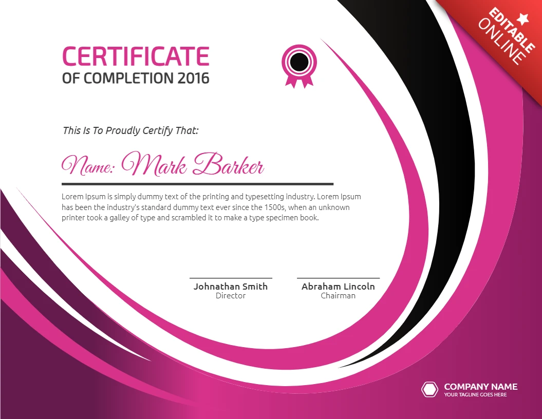 Abstract Modern Professional Corporate Certificate Post Design Template