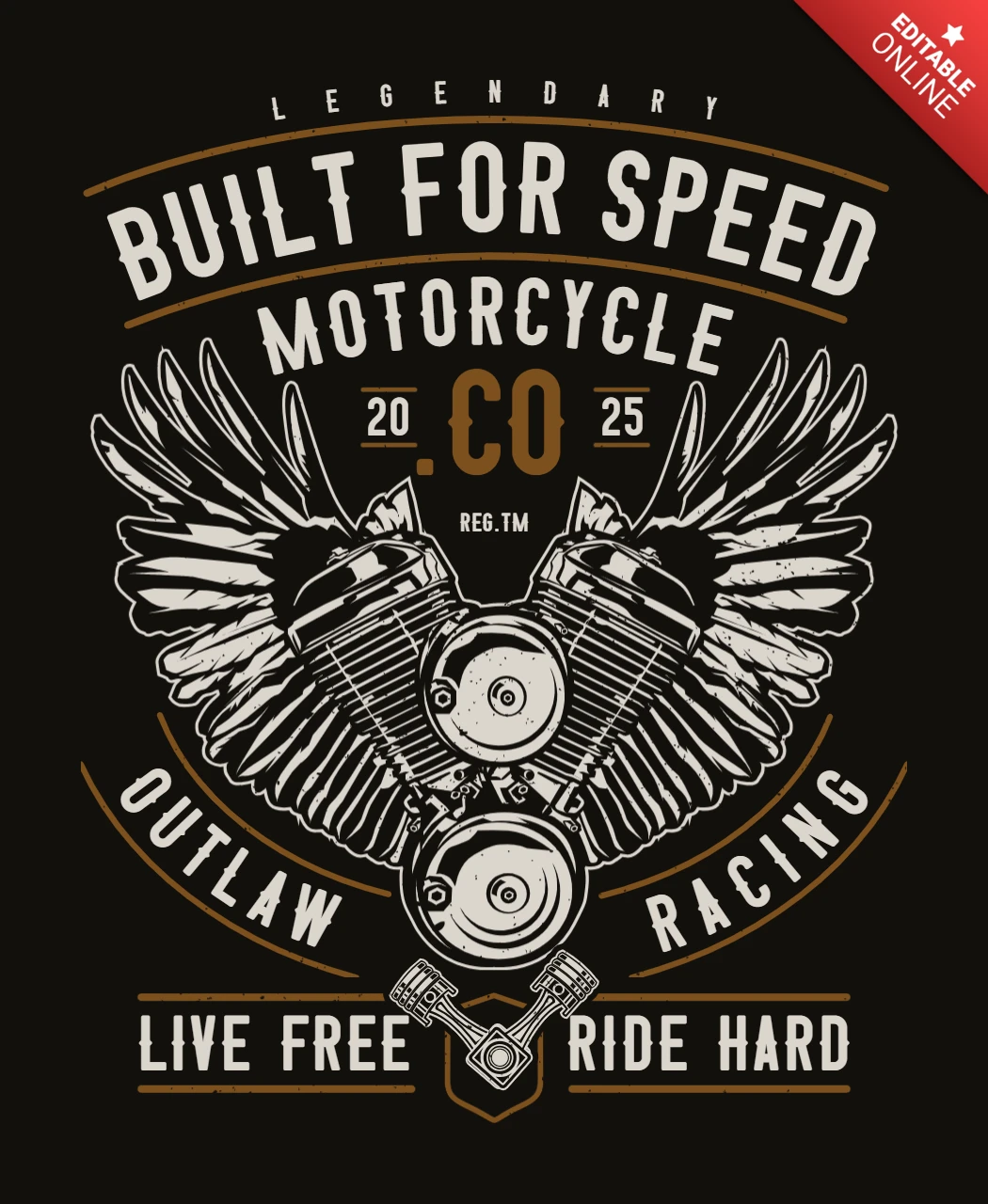 Auf Geschwindigkeit ausgelegte Motorrad-T-Shirt-Designvorlage