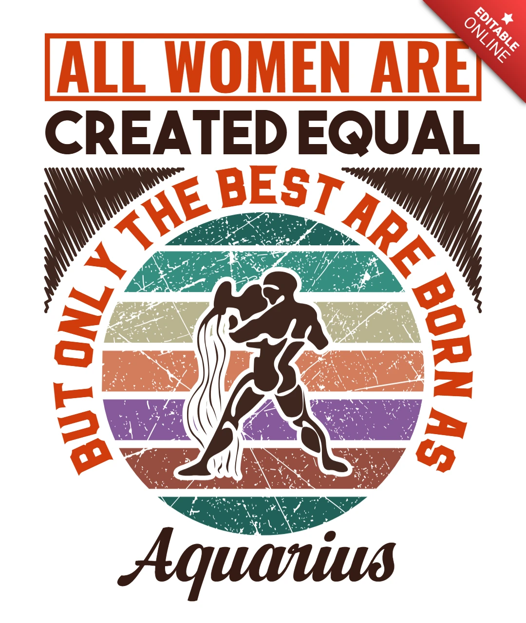 Vintage inspirerend citaat ontwerpsjabloon voor aquarius vrouwen