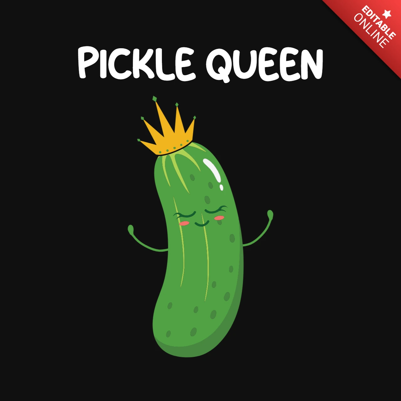 Pickle Queen Vegan Funny T-Shirt Design Template