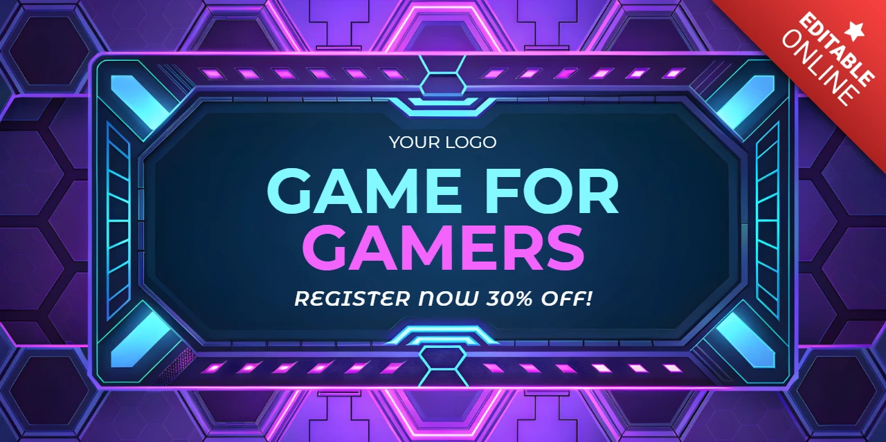 Futuristic Gaming Event Template with Neon Design for Gamers