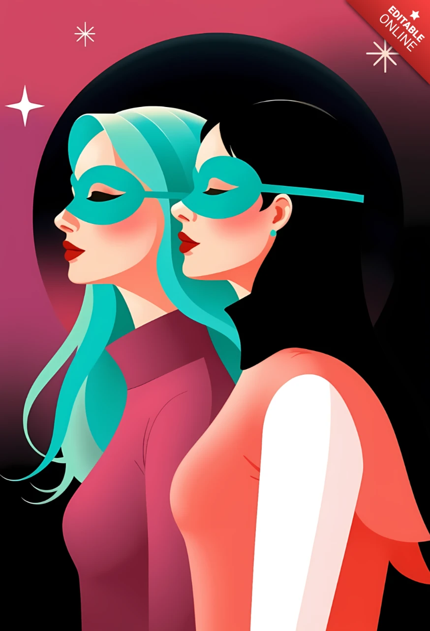 Elegante plantilla de ilustración de superheroína para proyectos de diseño modernos