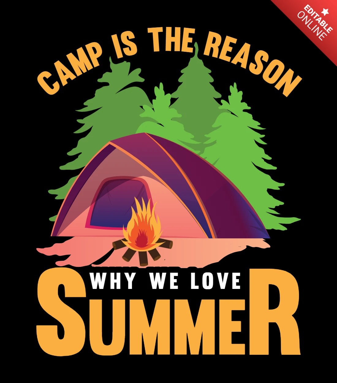 Acampar é a razão pela qual amamos o modelo de camiseta de verão