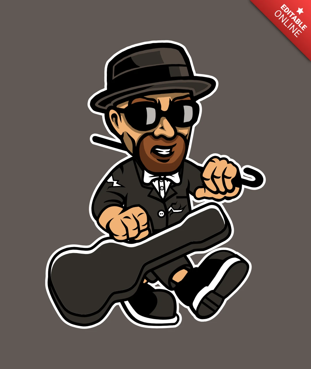 Breaking Bad Heisenberg Musician Cartoon Character T-Shirt Design Template