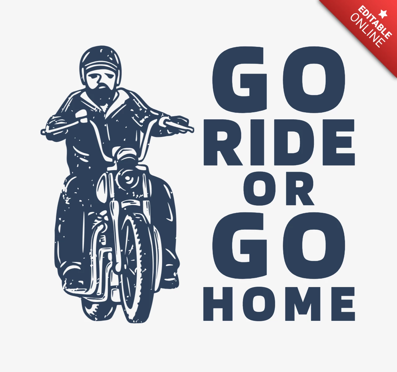 バイクに乗る男性のヴィンテージTシャツデザインテンプレート