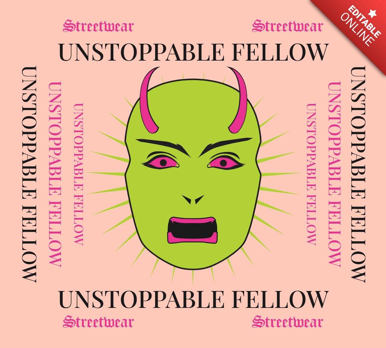 Modello di design grafico streetwear con personaggio instancabile per abbigliamento