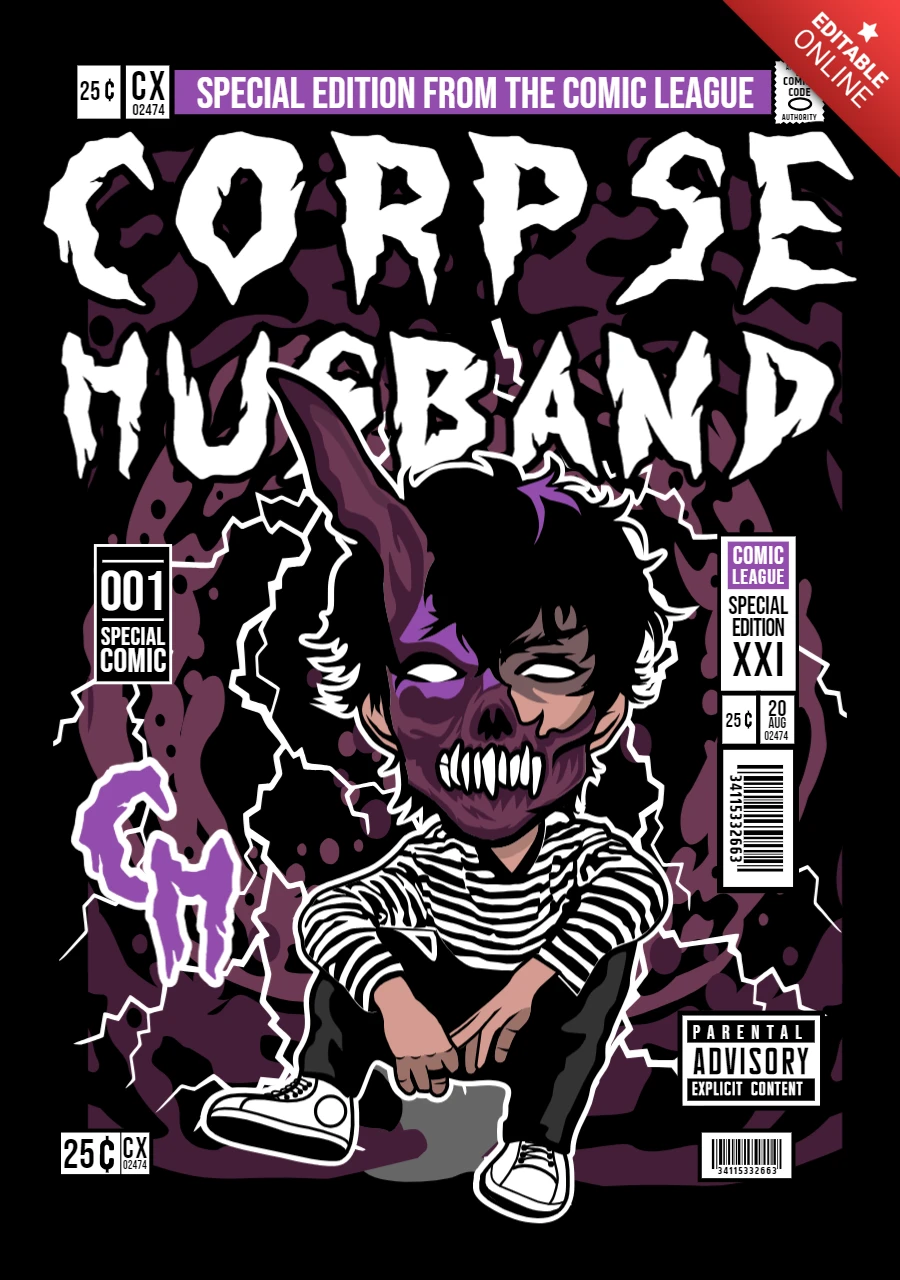 Modèle d'affiche pour le mari d'un cadavre, personnage de bande dessinée