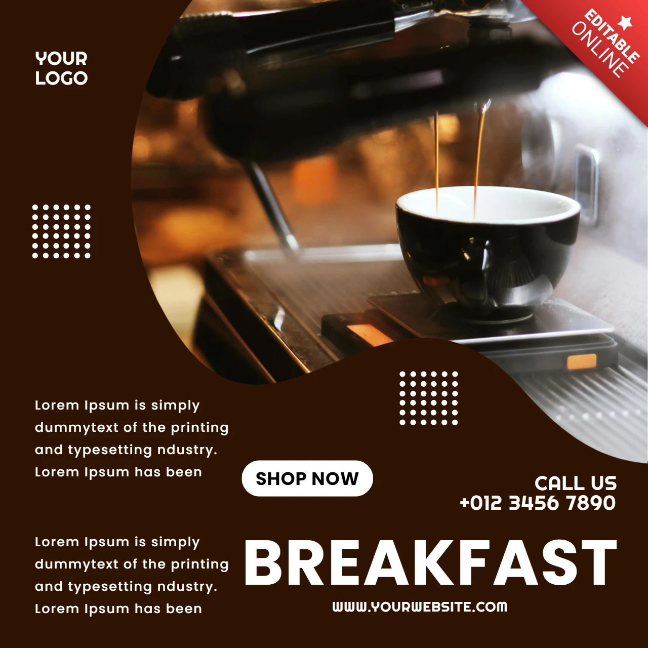 Sjabloon voor social media-poster van koffie