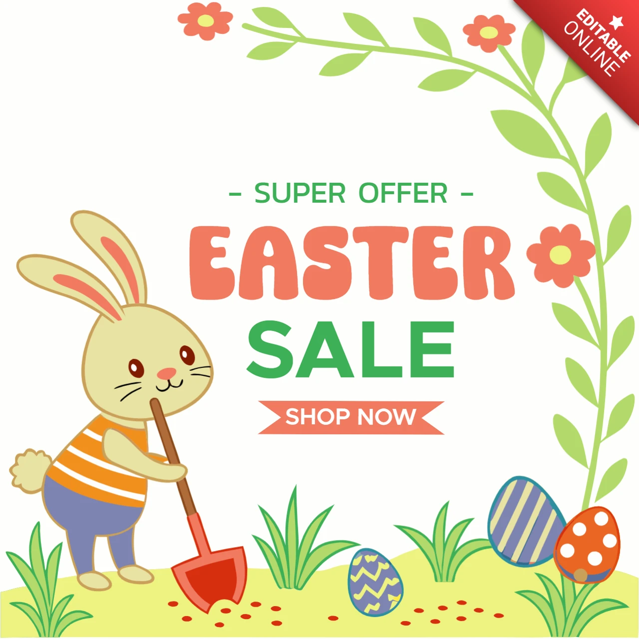 Divertida plantilla de diseño de venta de Pascua para promociones festivas