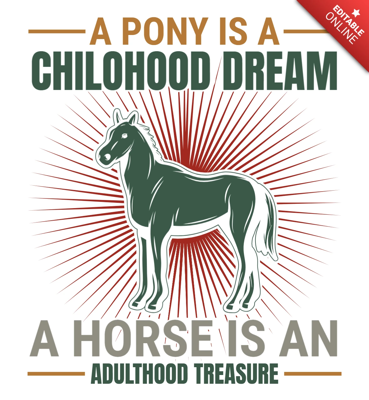 Modèle de design de cheval au style vintage : citation nostalgique sur les poneys et les chevaux