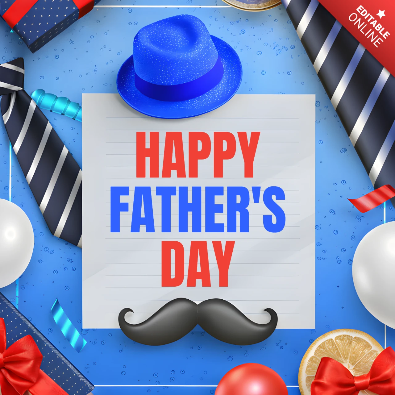 Festive Father's Day Design Template with Playful Graphics