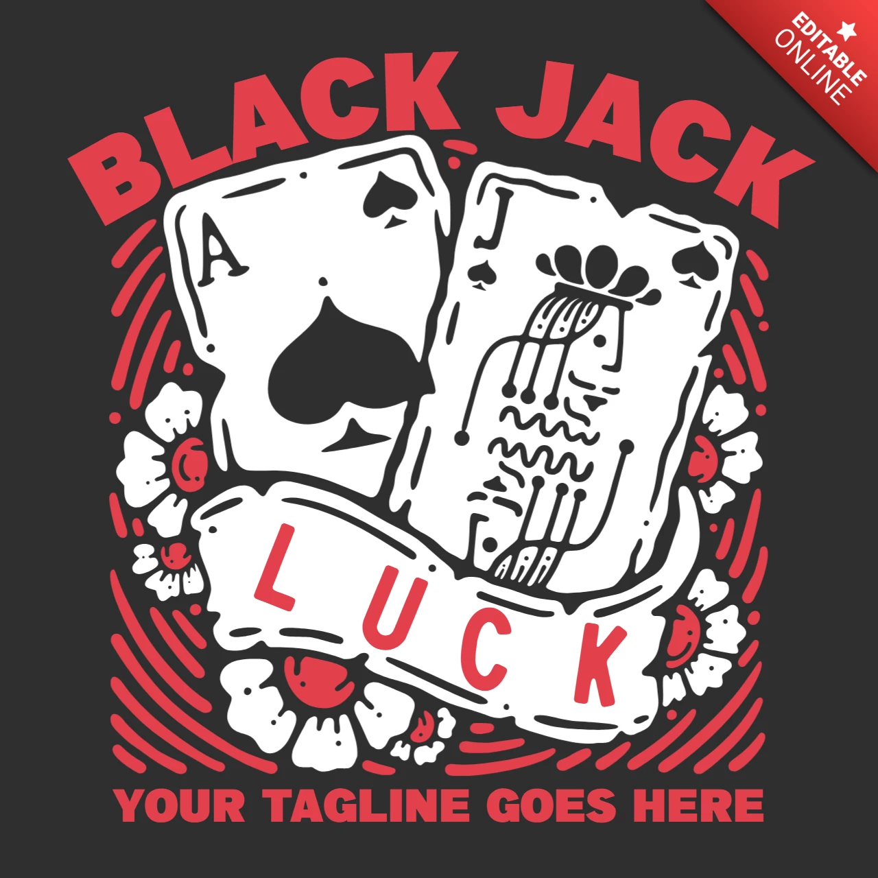 Plantilla de diseño de camiseta de naipes jack y as spade