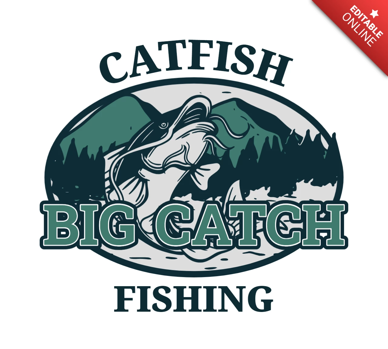 Catfish Jump On Water Vintage T-shirt Design Template