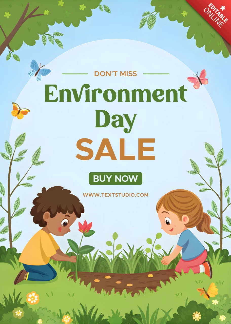Playful Kids' Garden Design Template for Environment Day Sale