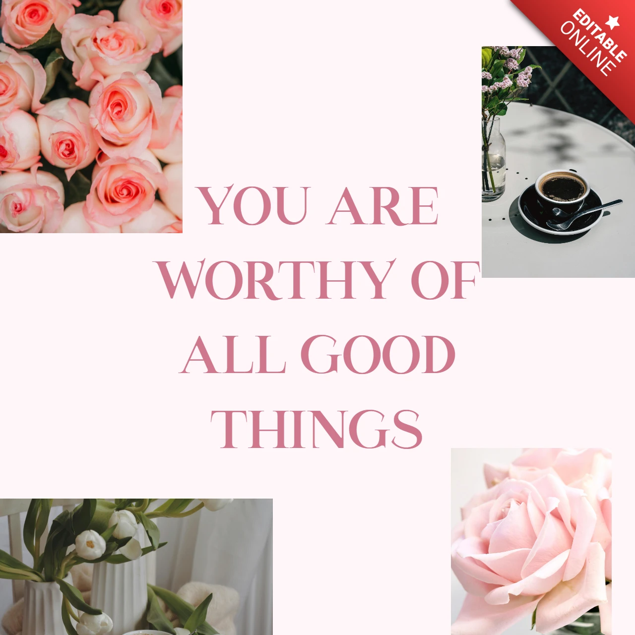 Modèle de conception de post instagram de citation florale motivante