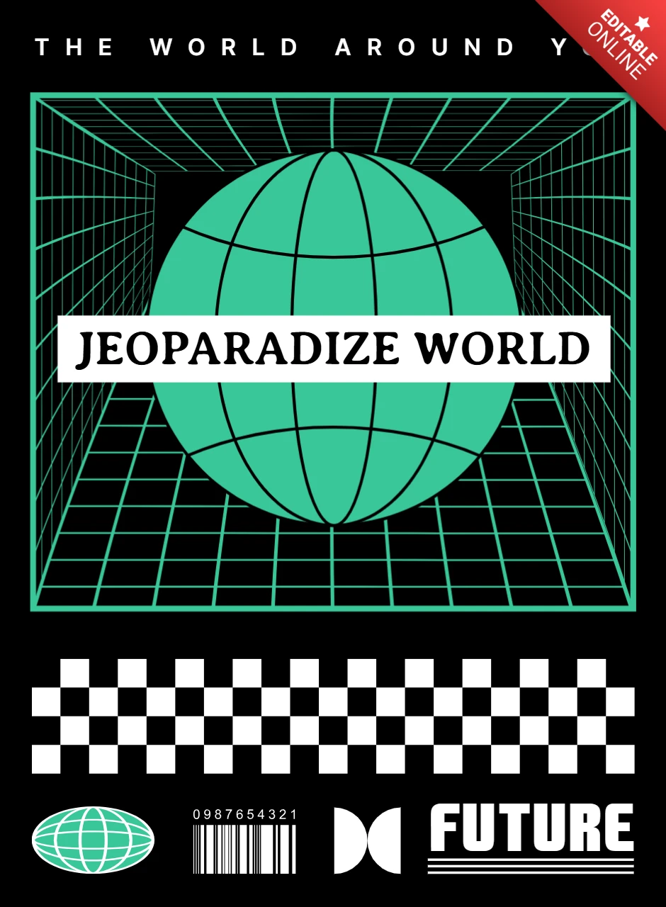 Retro Futuristic Design Template with 3D Globe for Apparel and Merchandising