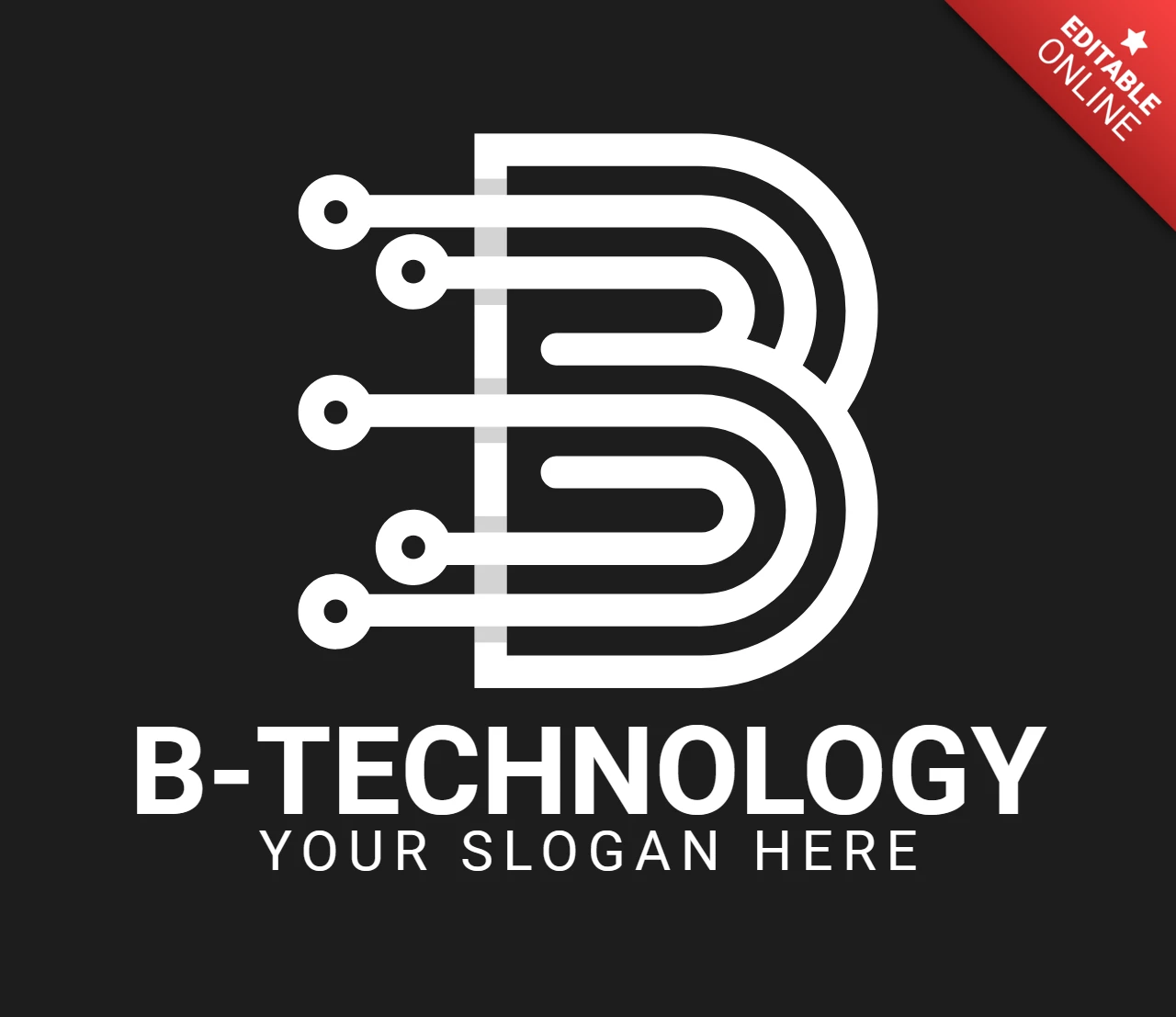 Letter B Technology Logo Design Template