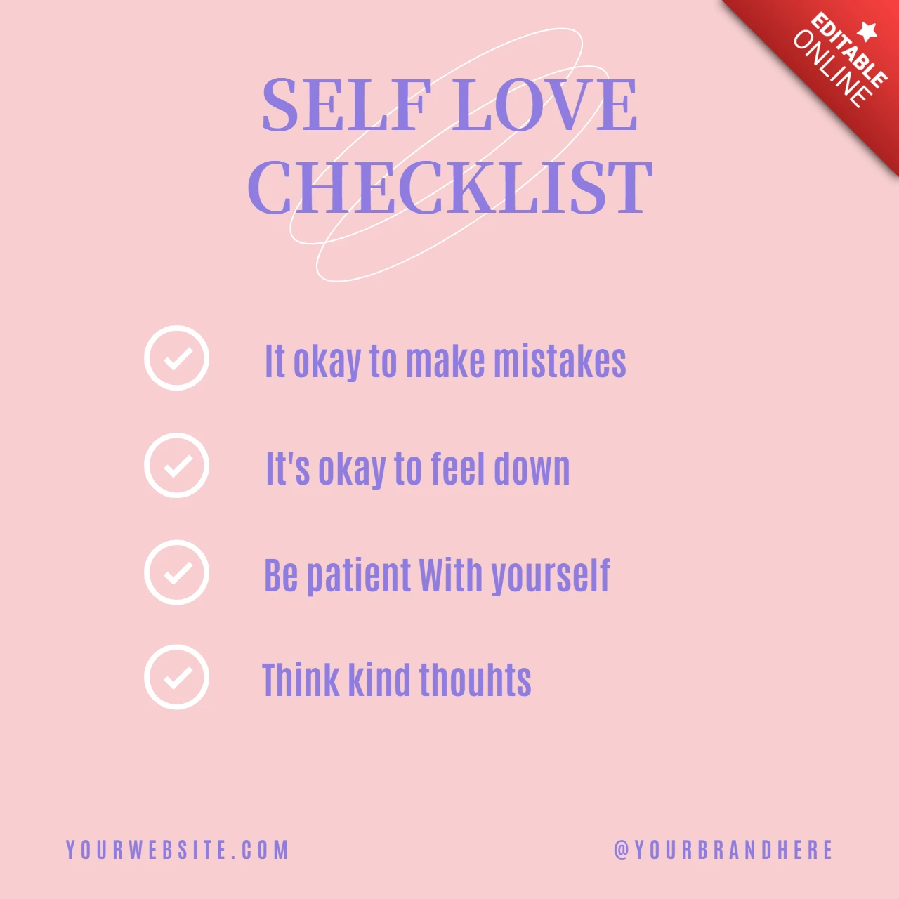 Self Love Checklist Instagram Post Design Template