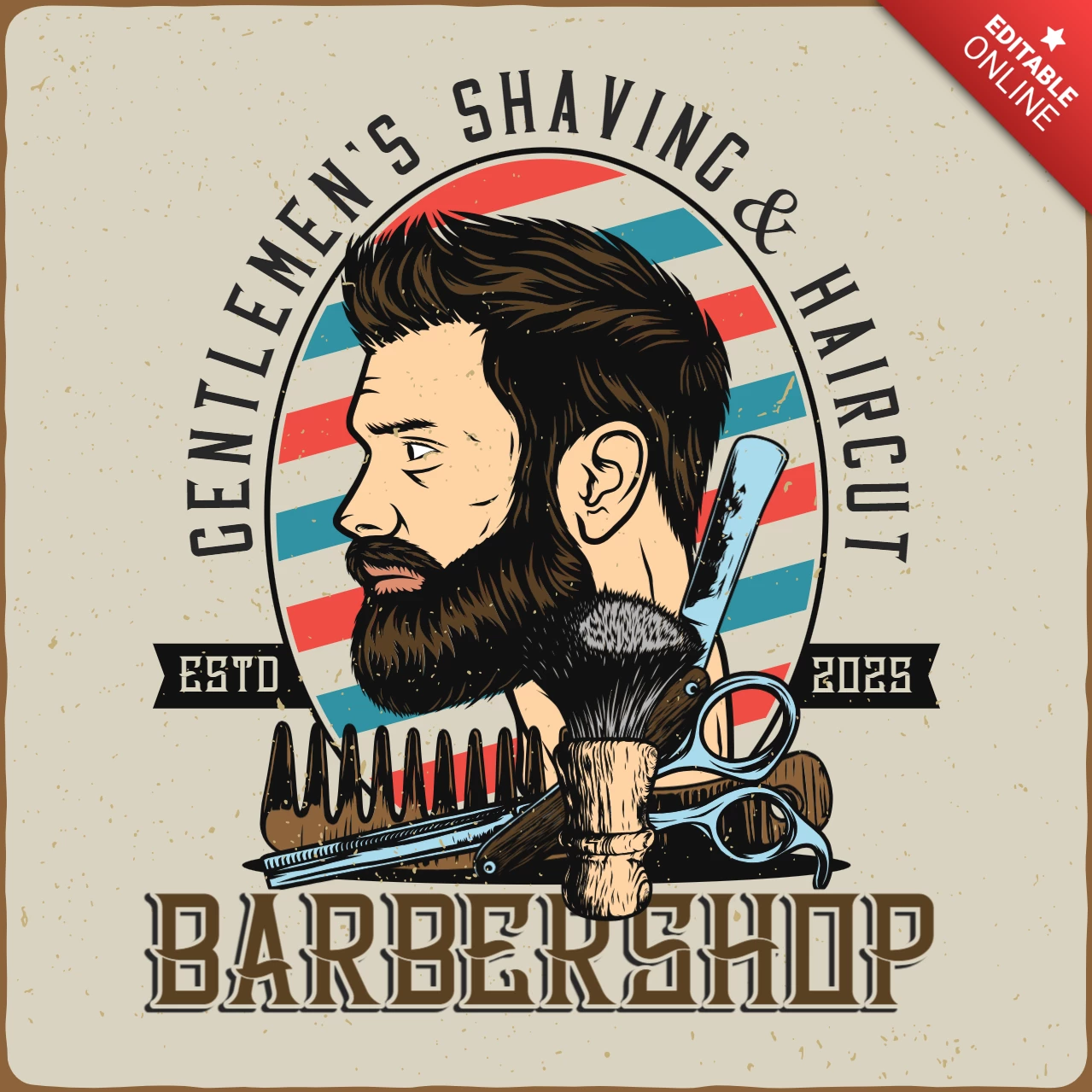 Gentlemen Barbershop T-Shirt Design Template