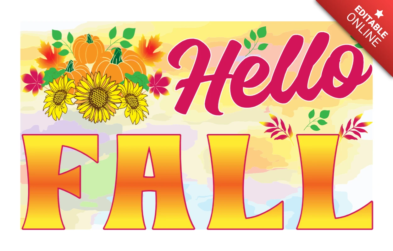 Hello Fall Autumn Sign T-shirt Design Template