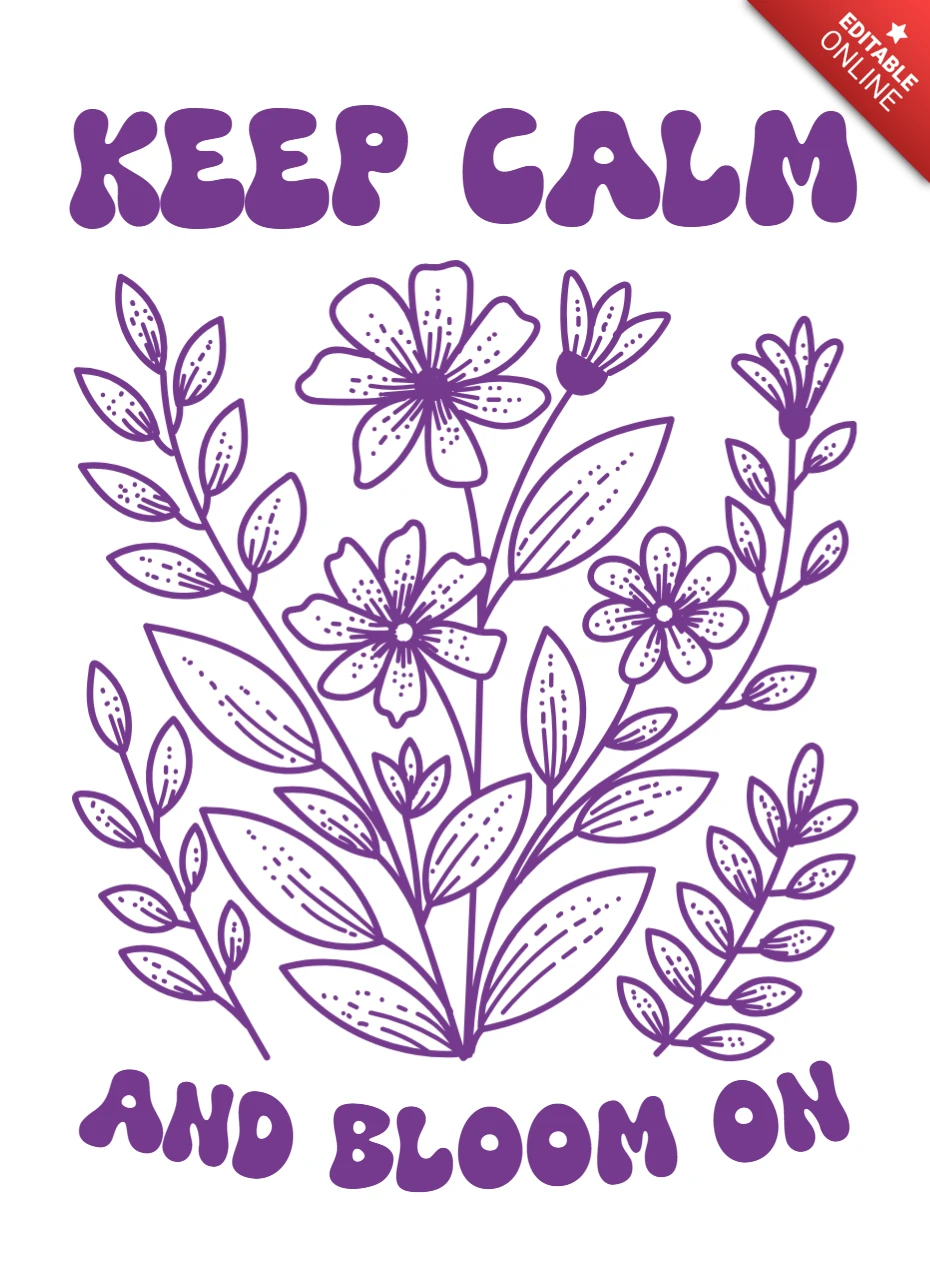 Modello di design floreale per poster motivazionale con tema "keep calm"