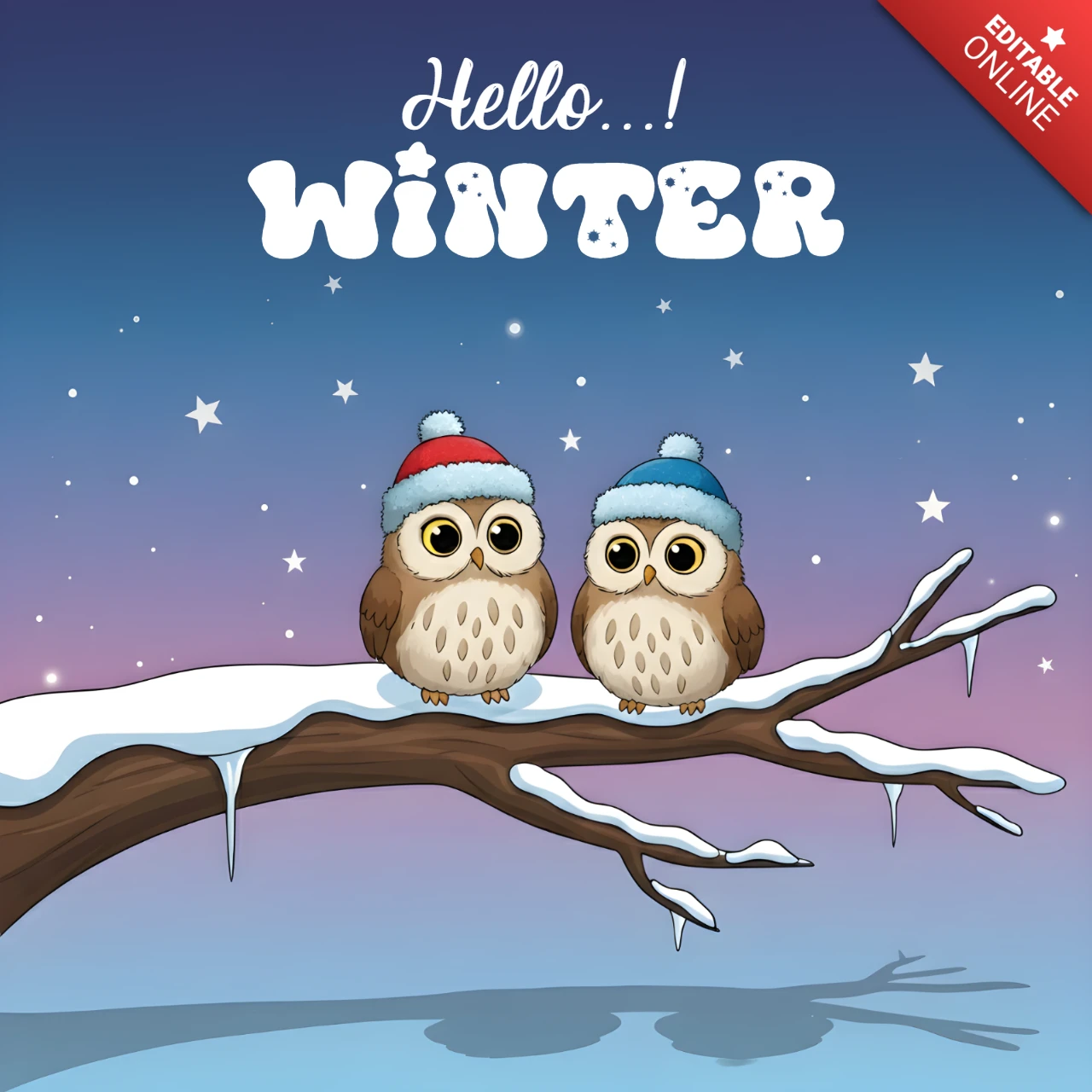 Winterschneeeule Designvorlage für Grußkarten