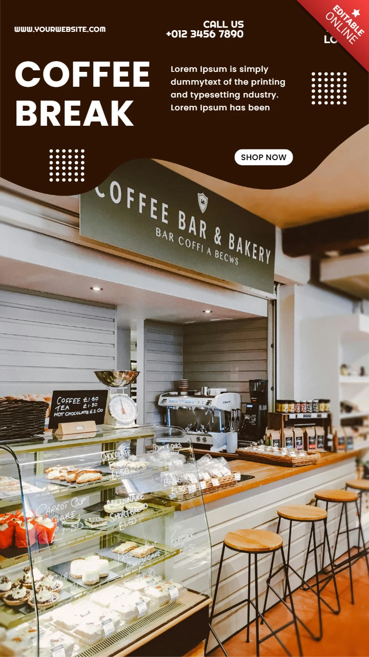 Modelo de design de postagem de história do Instagram de cafeteria