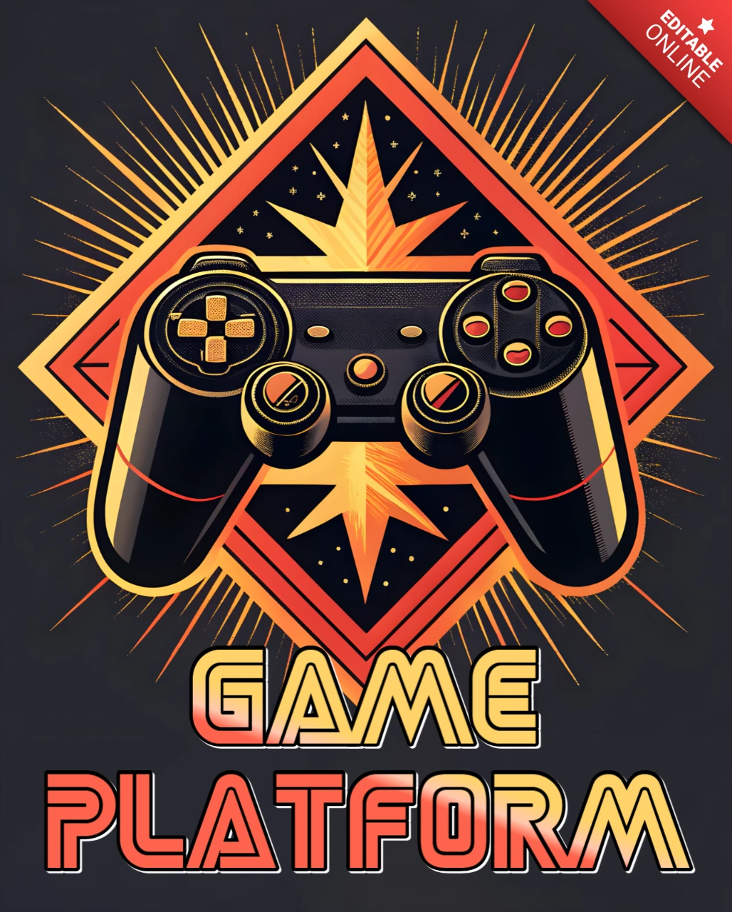Retro Gaming Controller Design Template for T-Shirt Printing