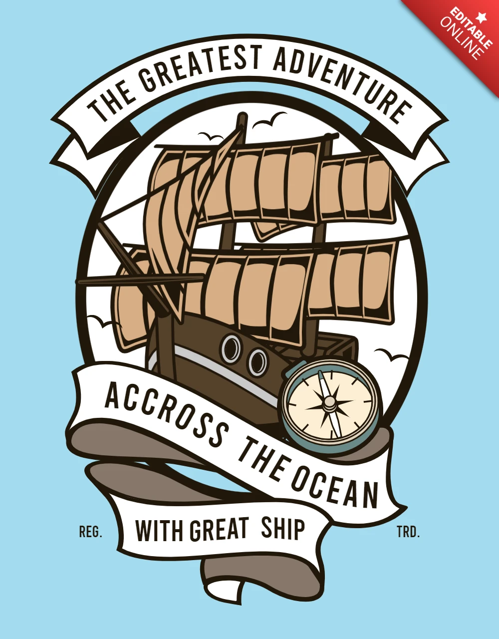 Great Explorers Vintage Vessel T-Shirt Design Template