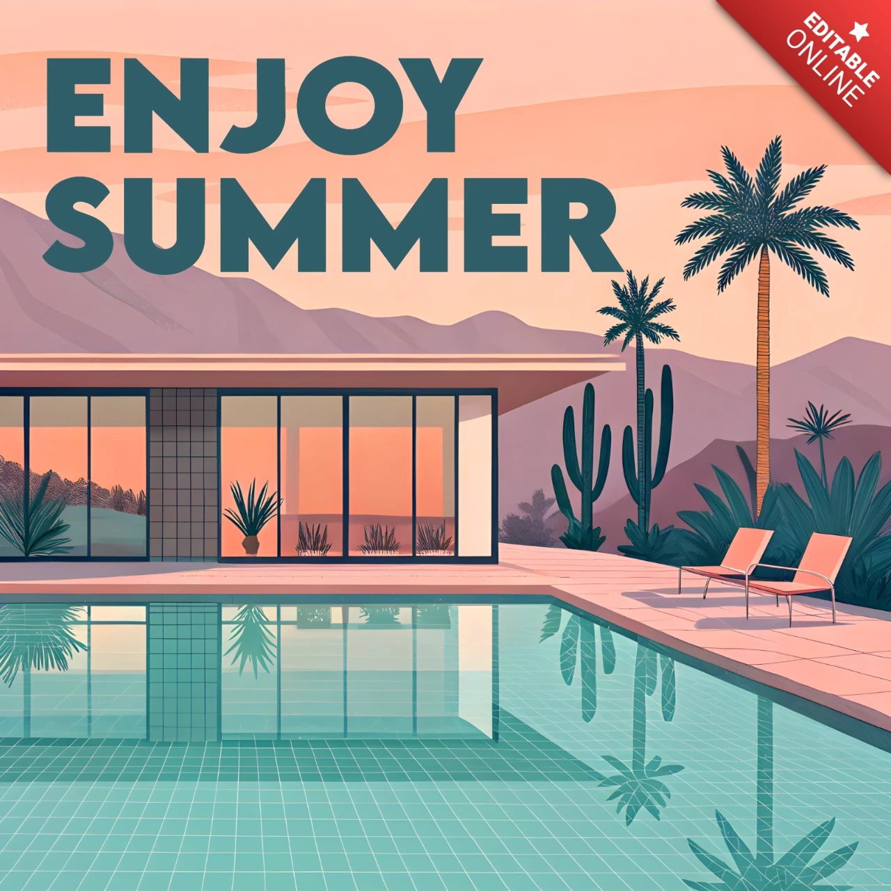 Summer Vibes Design for Retro Flat Postcard Template