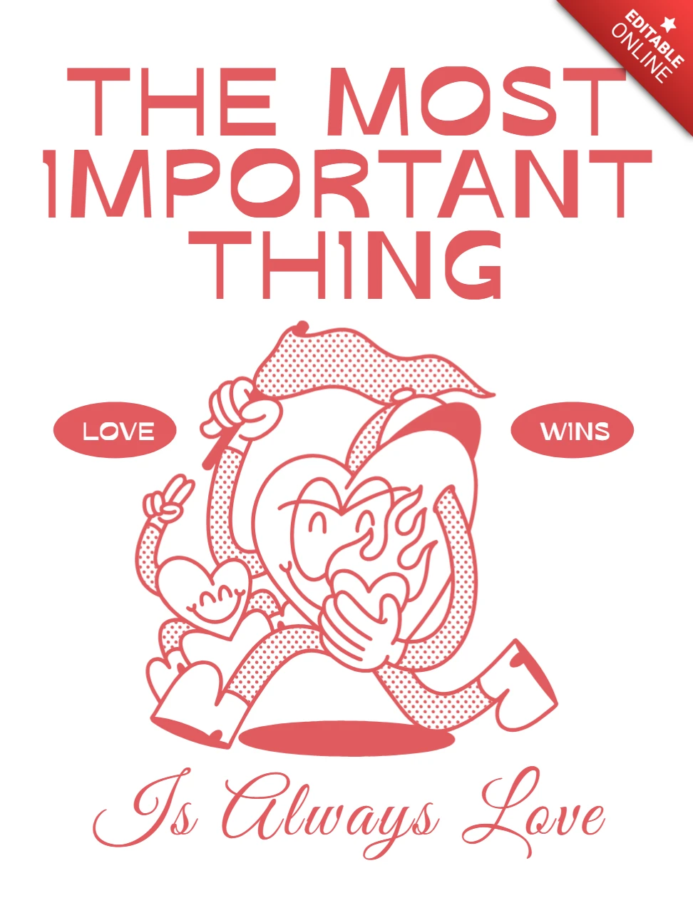 Design de citação inspiradora "O amor vence" para camisetas
