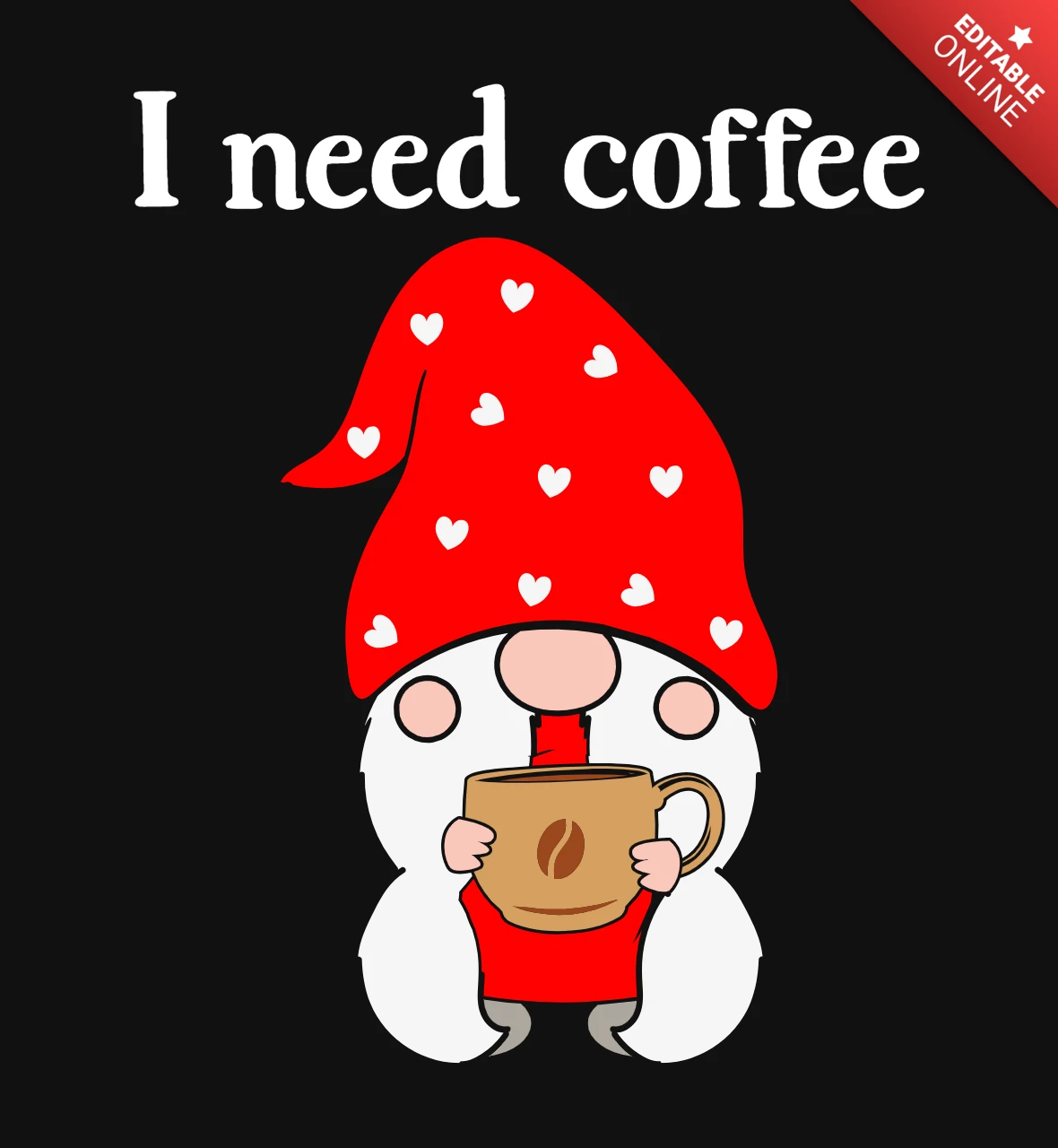 Xmas gnomie needs coffee Tシャツデザイン