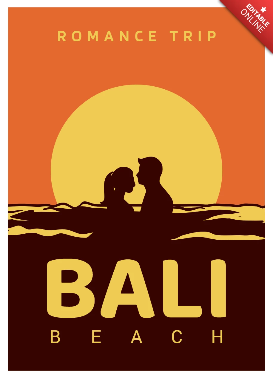 Romance Trip Bali Beach Poster Design Template