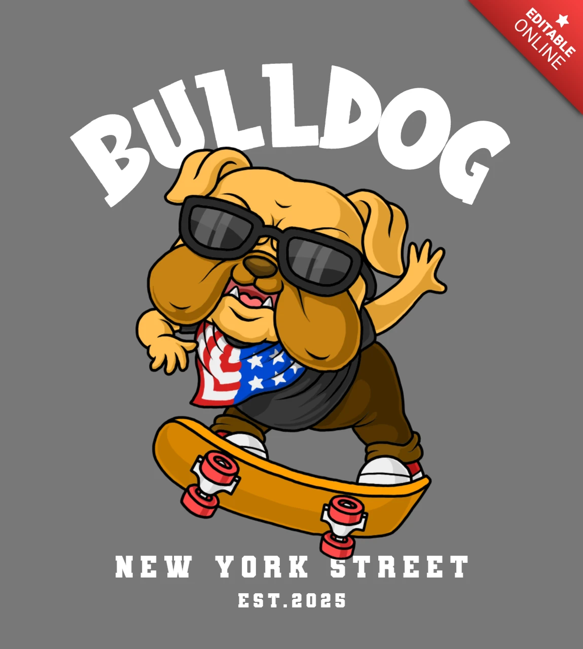 Modèle de conception de skateboard avec bouledogue pour les vêtements urbains