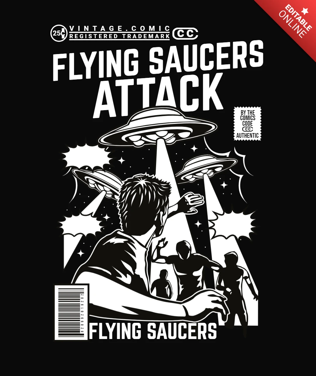 Flying Saucers Attack T-Shirt Design Template