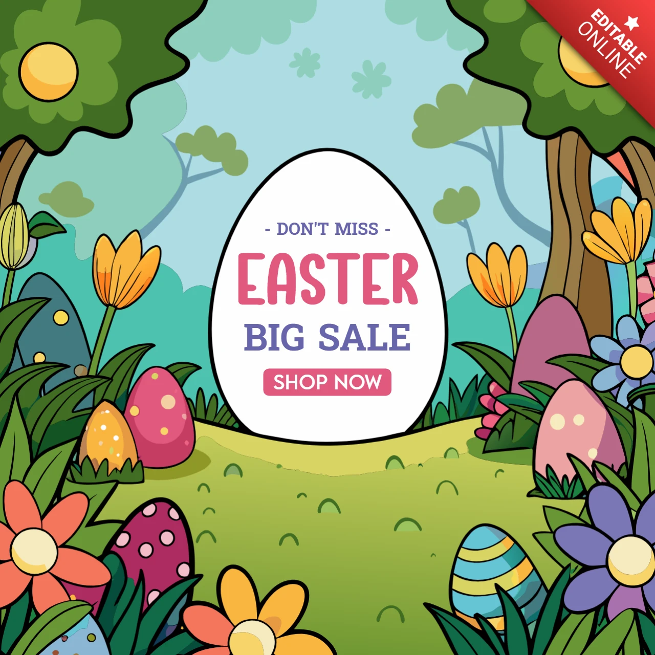 Modèle de conception de vente de Pâques colorée pour les promotions de printemps