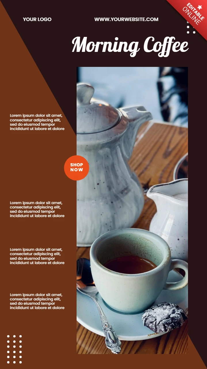 Designvorlage für Instagram-Story-Posts mit Morgenkaffee