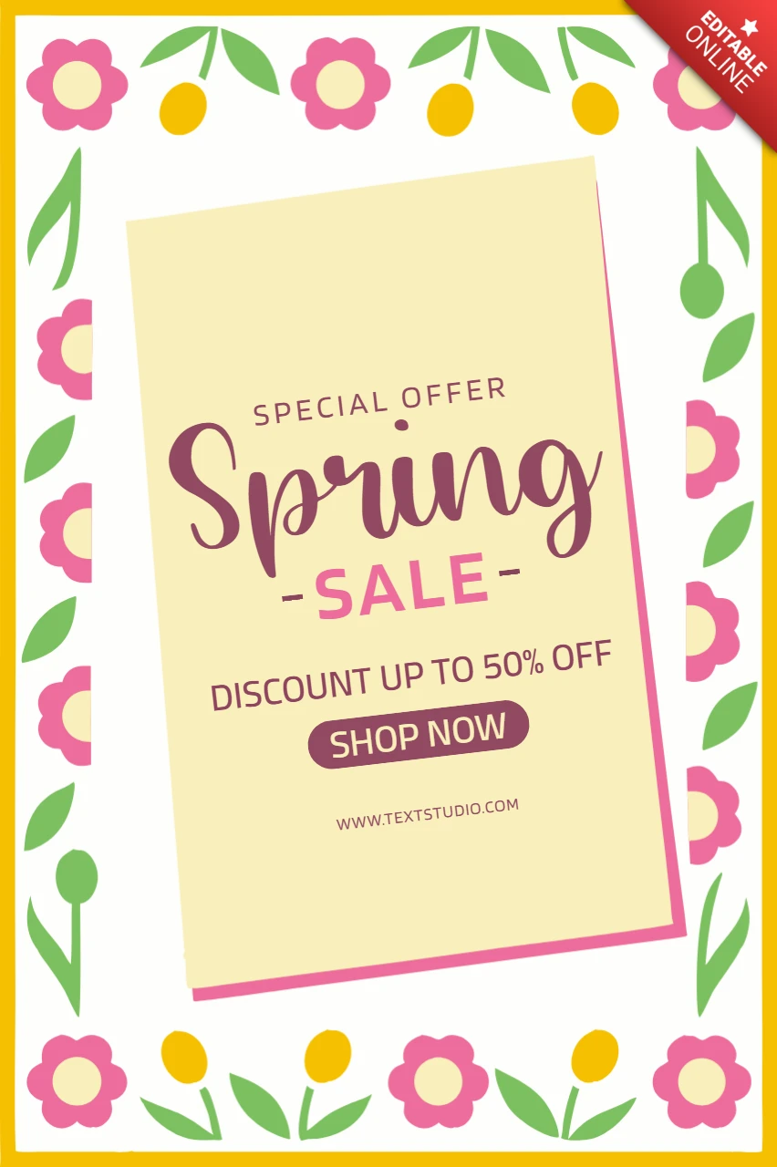 Modèle de vente de fleurs de printemps - offre promotionnelle modifiable