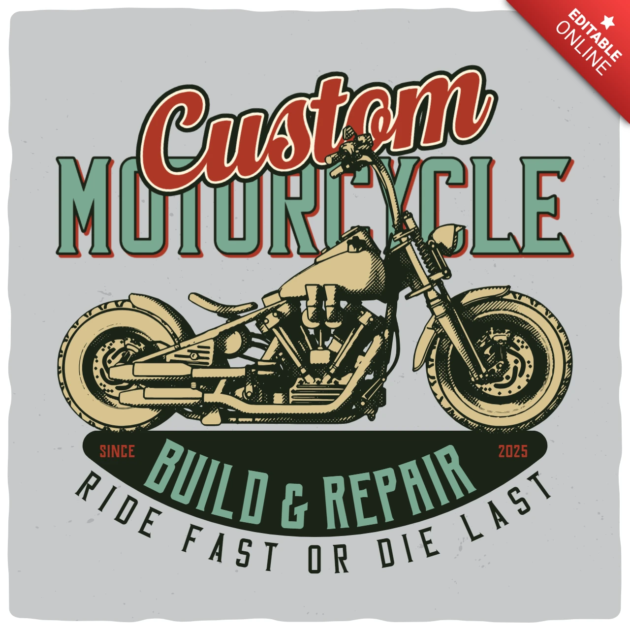 Custom Motorcycle Garage T-shirt Design Template