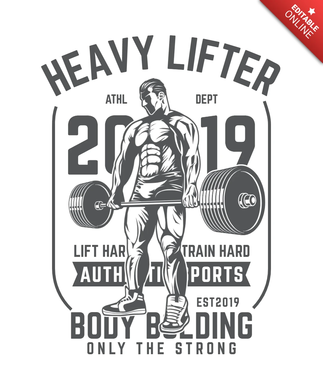 Zwaar lifter sportschool t-shirt ontwerpsjabloon
