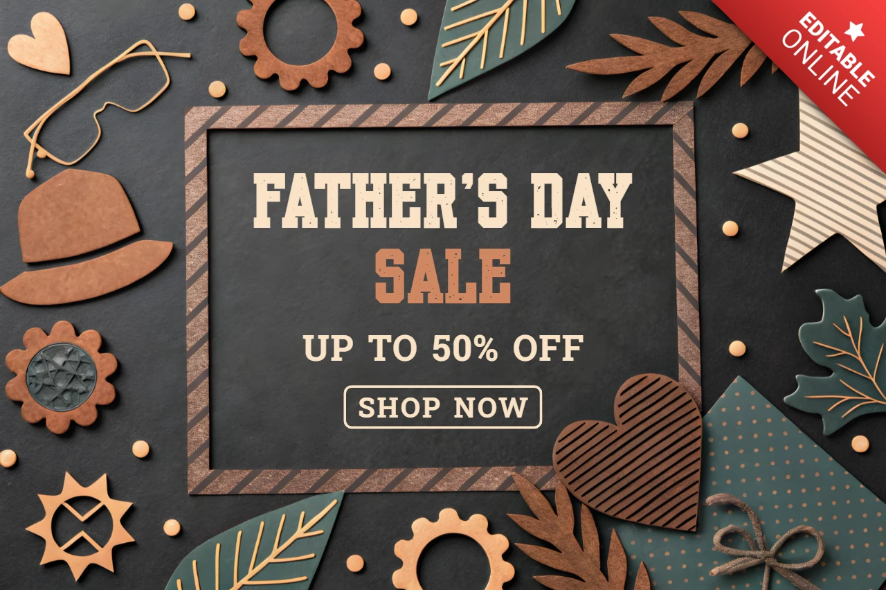 Vintage Father's Day Sale Design Template with Rustic Elements