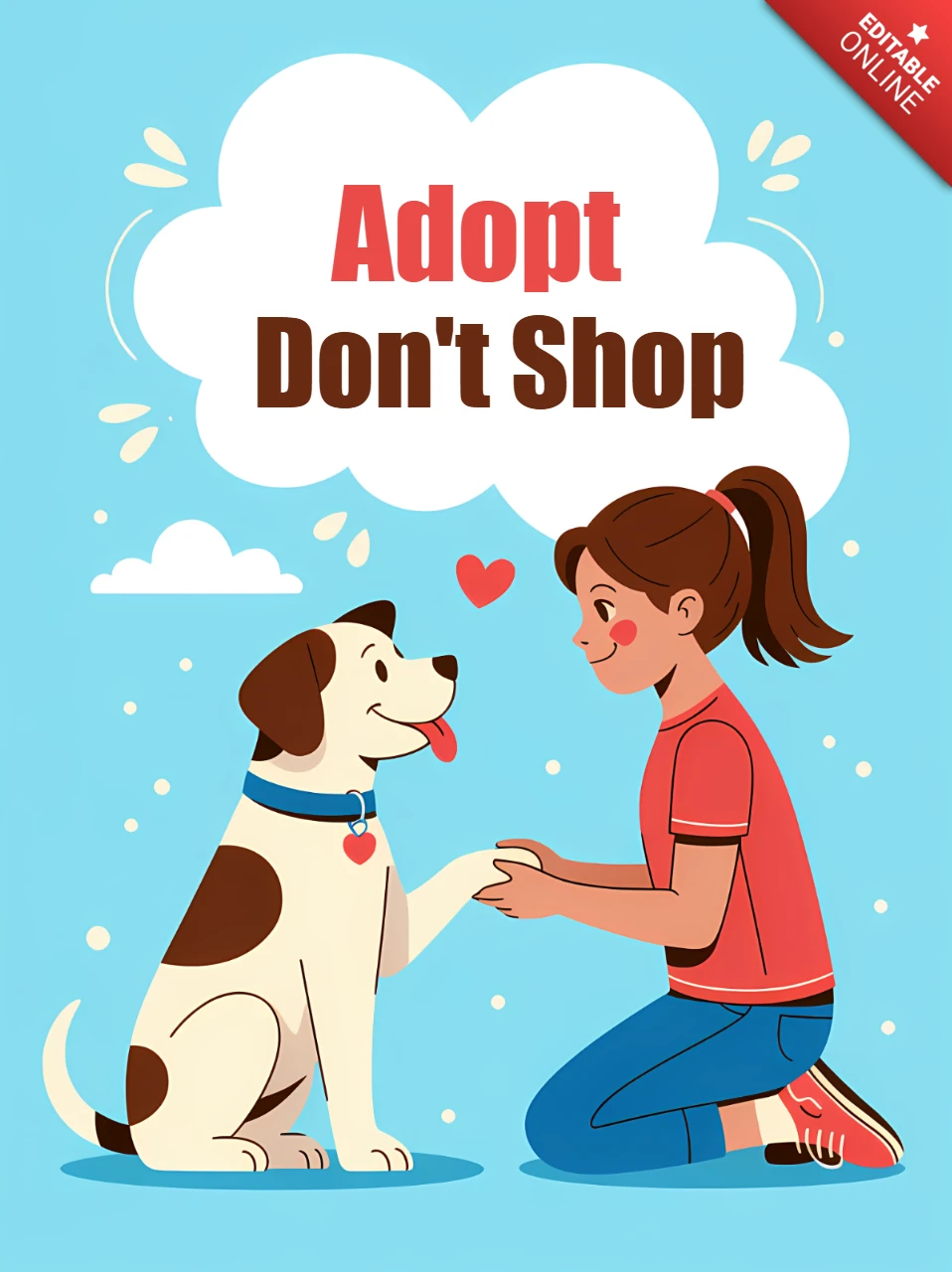 Adopt Don't Shop Dog Adoption Flyer Template in Playful Cartoon Style