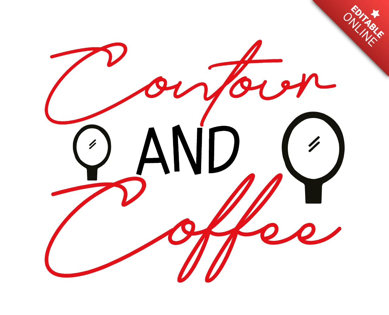 Contorno y maquillaje de café plantilla de diseño de camiseta