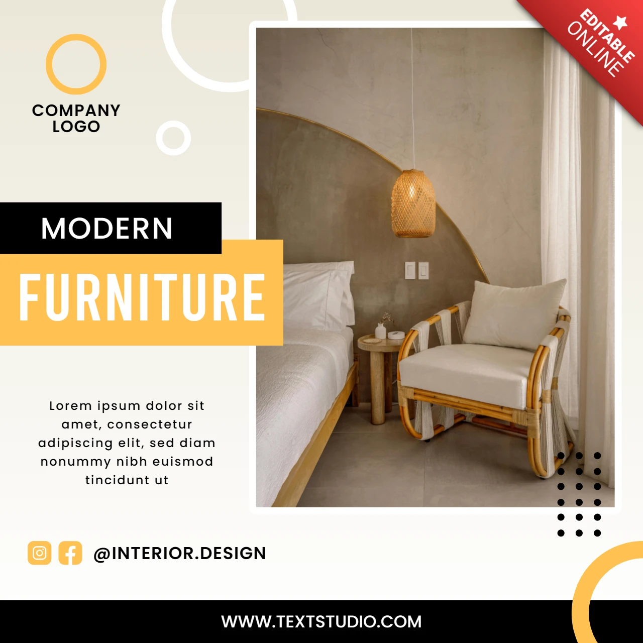 Modern Furniture Design Template for Interior Decor Promotion