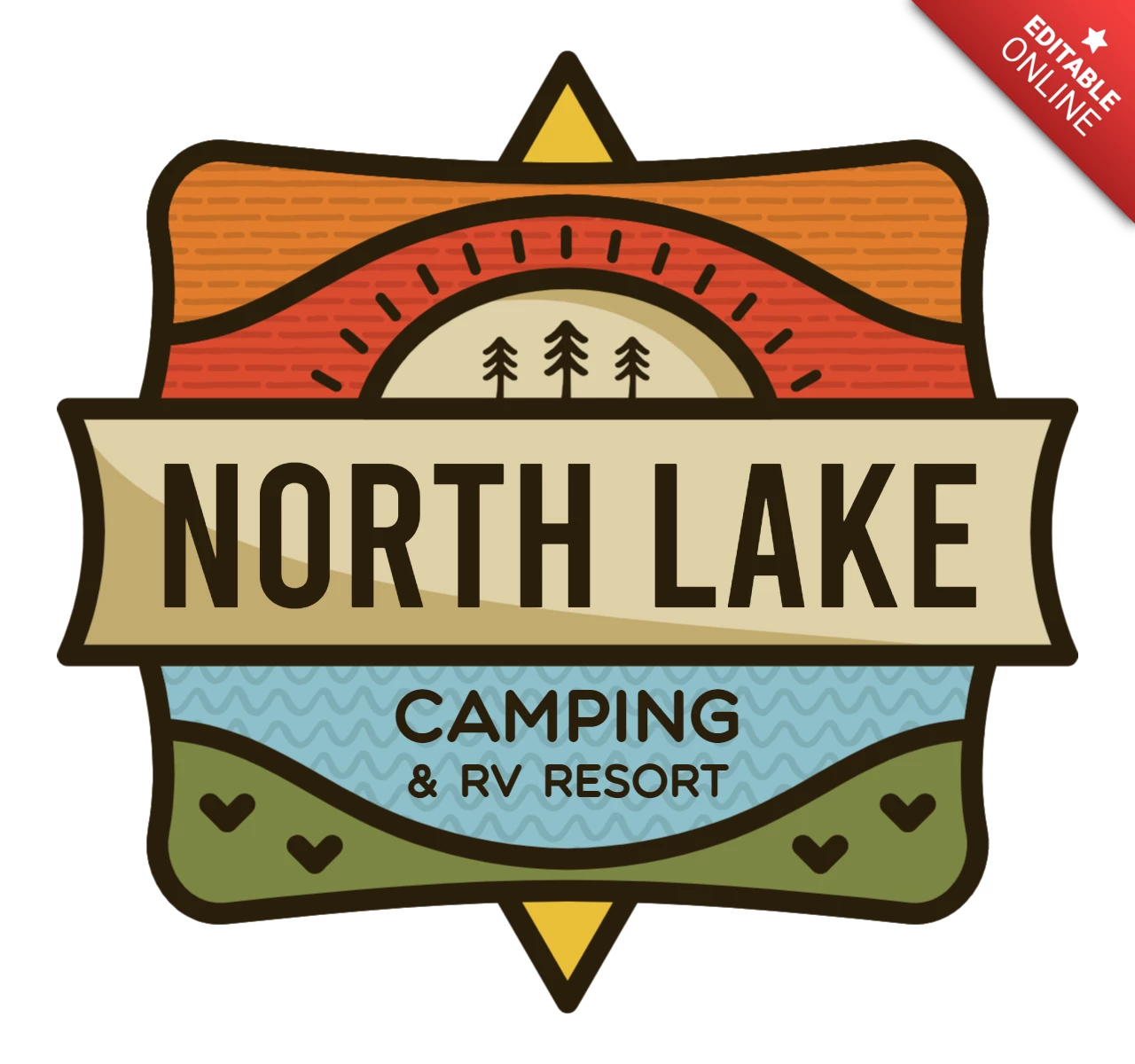 Camping and RV Resort Badge Template Design