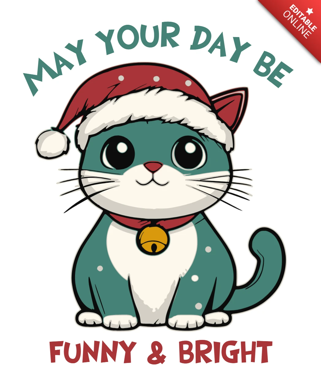 Lustiges Katzen-Weihnachtsdesign-Vorlage für Weihnachtskarten